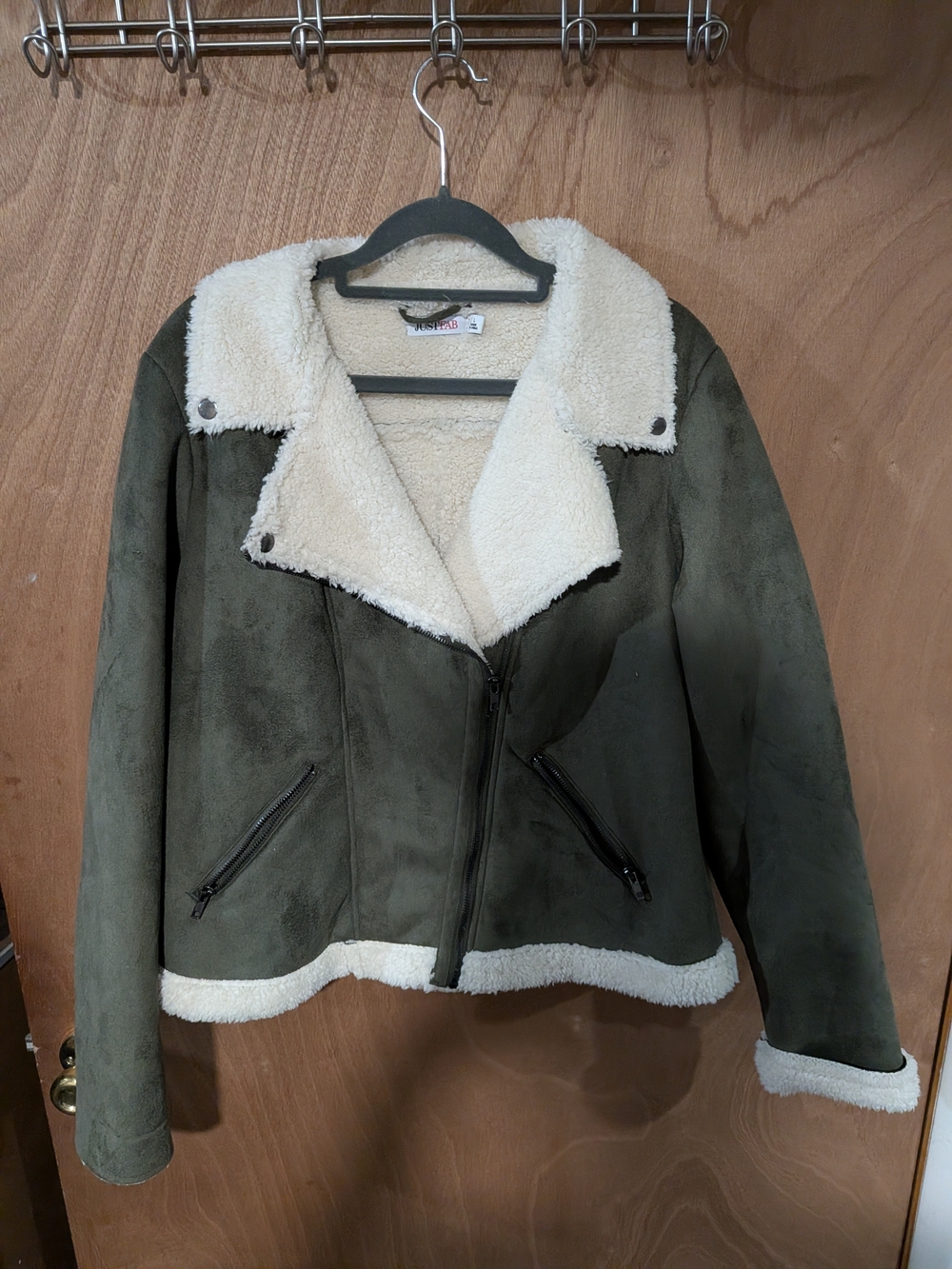Faux Suede Olive Shearling Jacket - Women